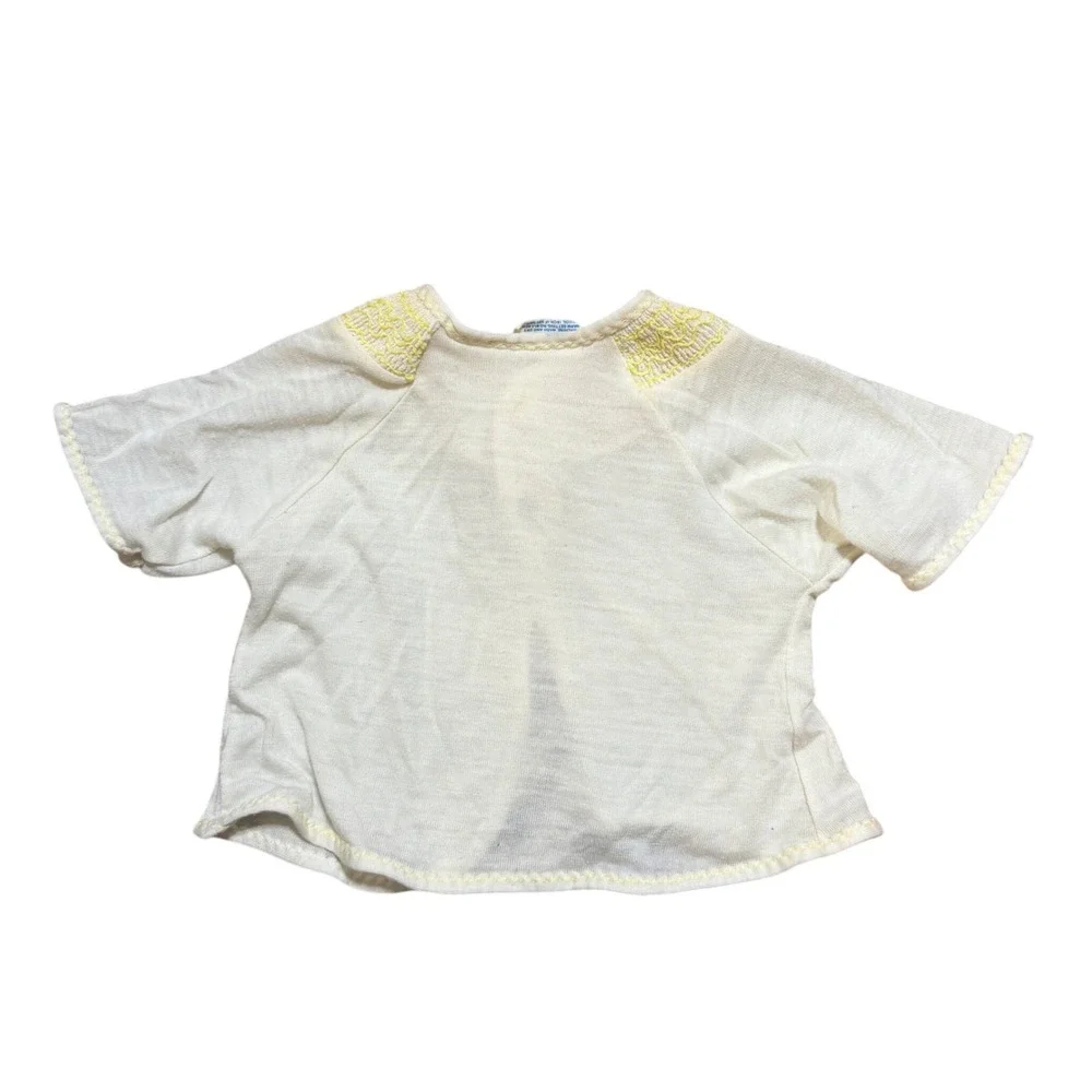 Vintage Carters Layette Baby Cardigan White Yellow Smocked Embroidered Knit